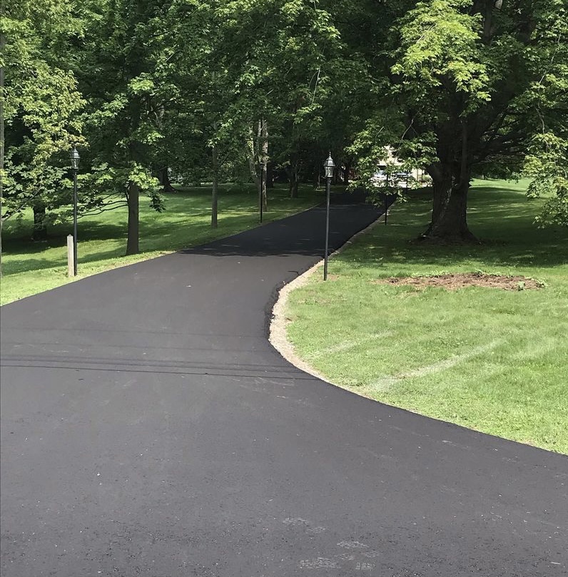 Freshly paved winding driveway